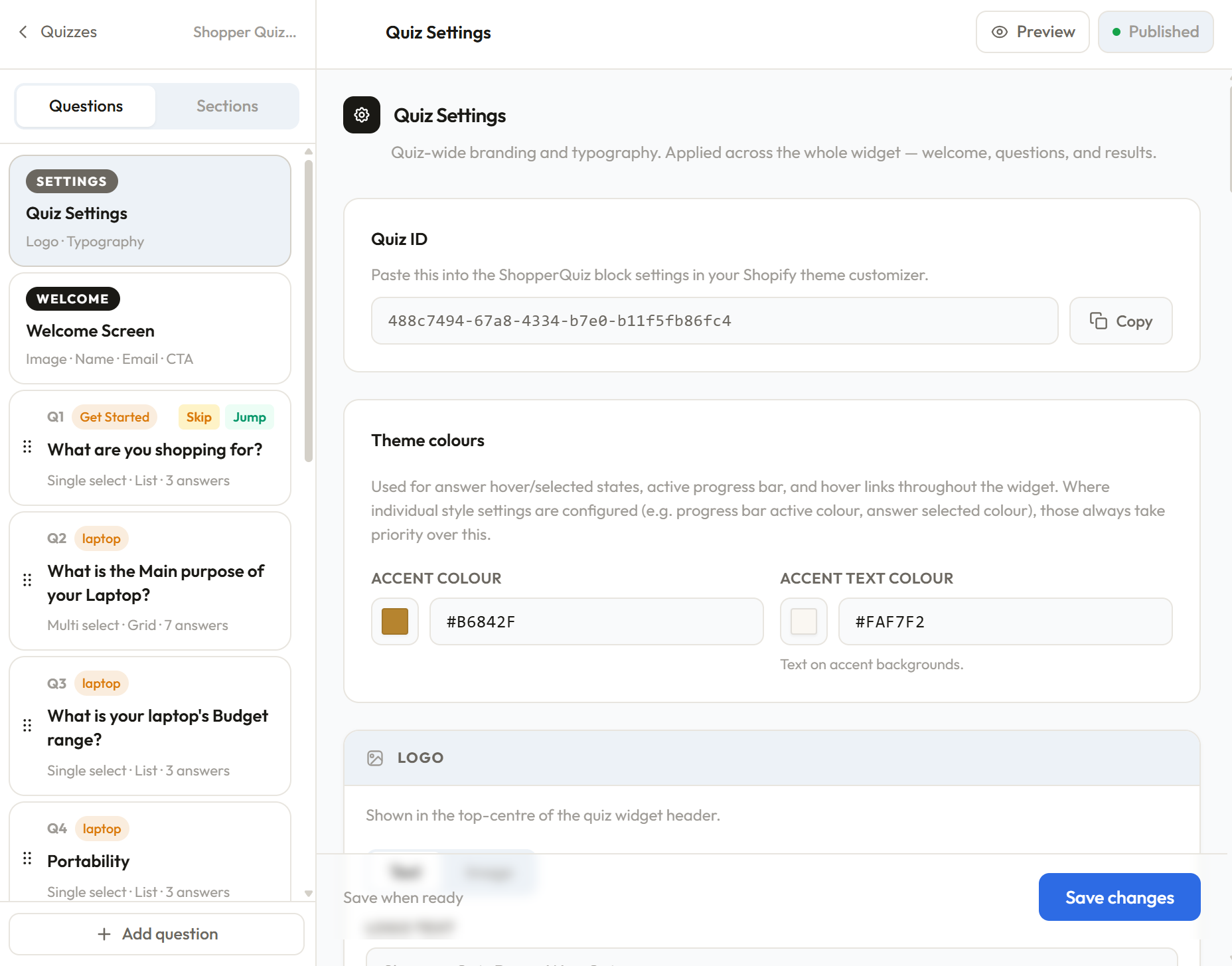 Quiz Settings overview